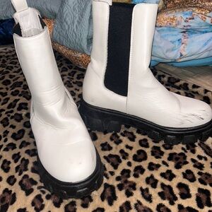 White and Black Chunky Boots